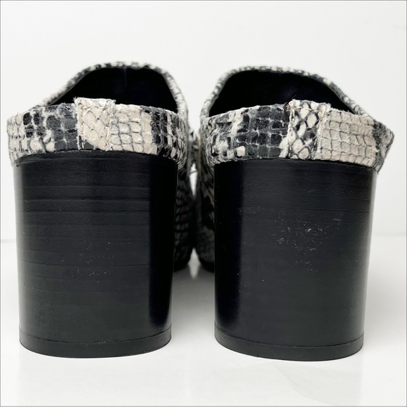 ASOS Reptile Snakeskin Mules 40 9.5 black white neutral square toe shoes heels - Picture 3 of 13